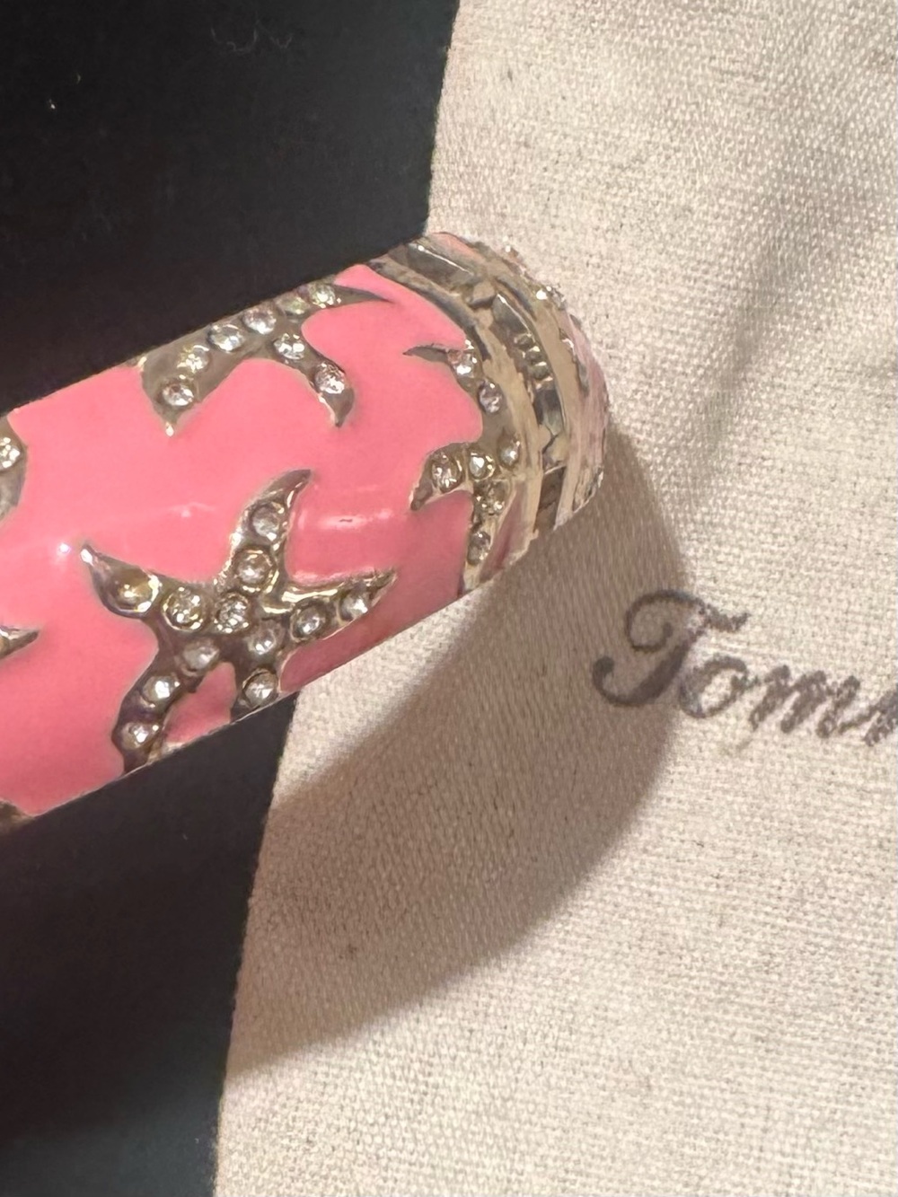 Tommy Bahamas Harbor Glow Starfish enamel hinge bracelet. Pink and gold